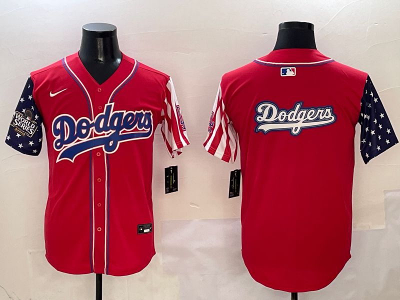 Men Los Angeles Dodgers Blank Red a generation of national flags Joint name 2025 Nike MLB Jersey style 19->los angeles dodgers->MLB Jersey
